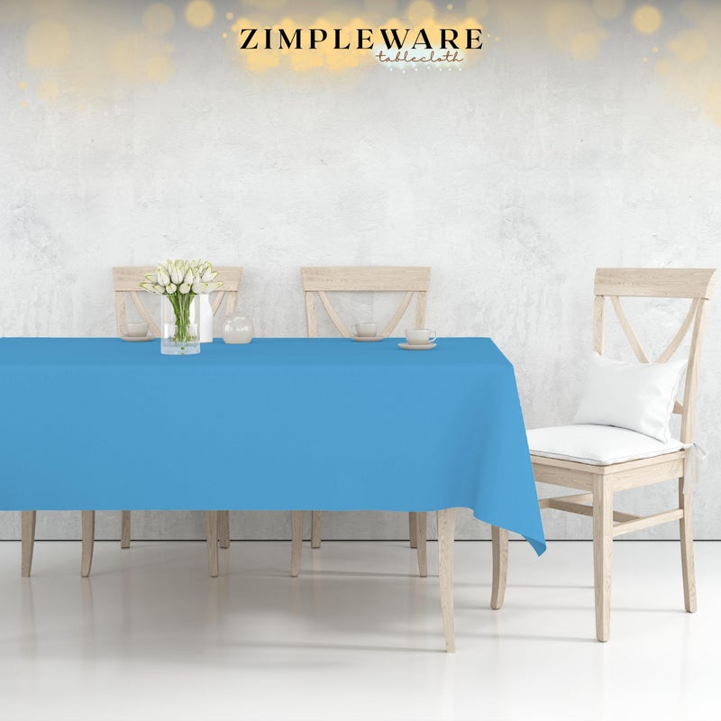 ZIMPLEWARE Premium Sky Blue Plastic Table Cloth Disposable (6 Pk) Plastic Tablecloths for Rectangle Tables (54in x 108in) Party Table Cloths Disposable for 6ft to 8ft Rectangle Tables - Image 4